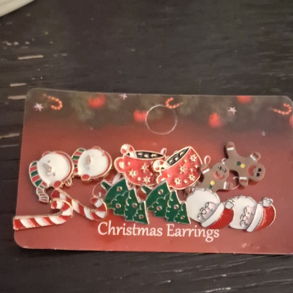 Festive Christmas Earrings Set - Red, Green, White - Picture 1 of 1